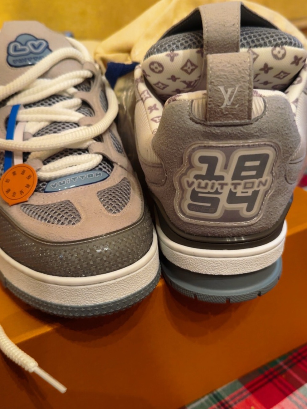 Louis Vuitton Grey & Blue Mesh Suede Sneaker - LV Trainers - Picture 8 of 8